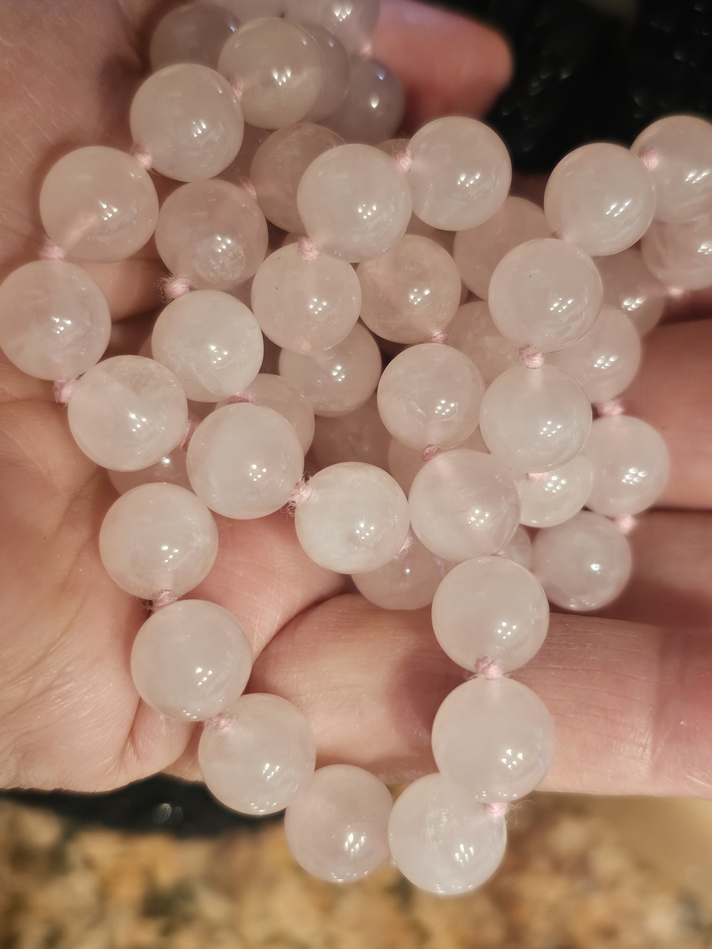 Hand Knotted Rose Quartz Neckkace  Beaded Necklace - Pink Gemstone Women Jewelry